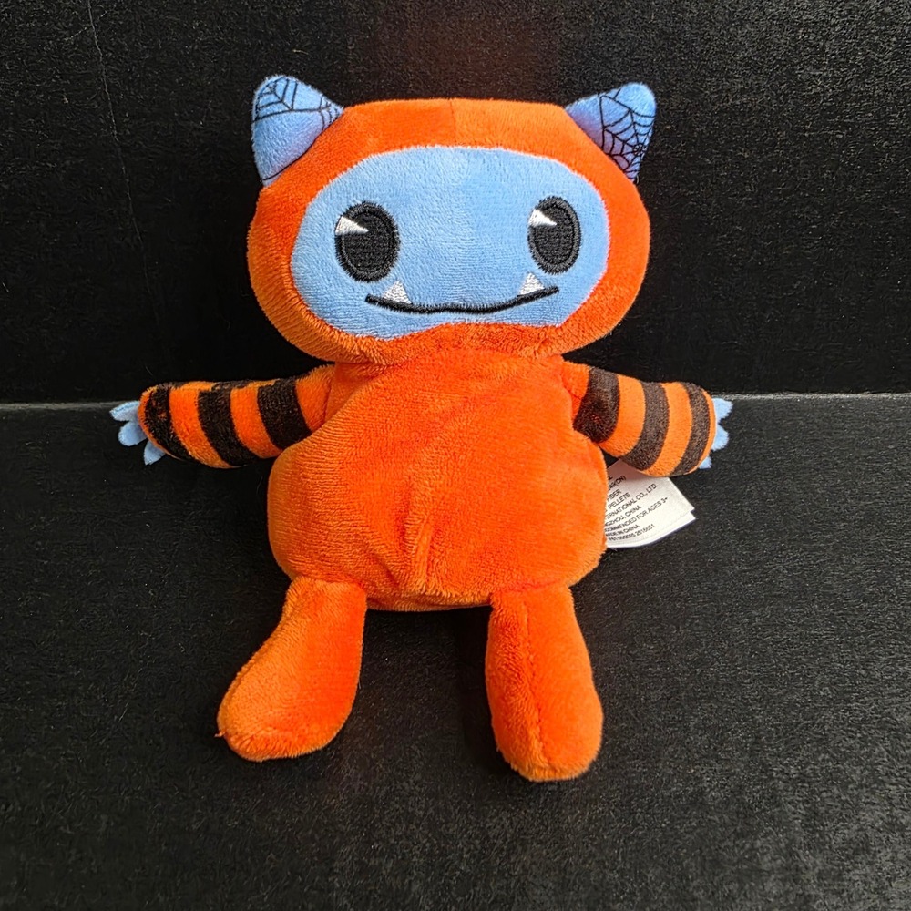MTY International Orange Halloween Monster Blue Face Spider Web Horns 6"
